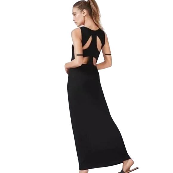 Fabletics Claudia Maxi Black Dress Sleeveless Cutout Back Maxi Dress XS NWT - Picture 11 of 12